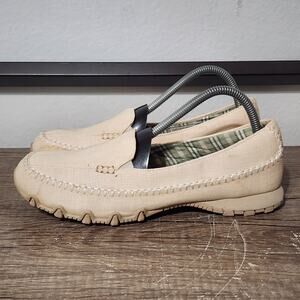 Skechers Relaxed Fit Biker Cross Walk Women's Casual Slip-On Shoes Size 9 Beige